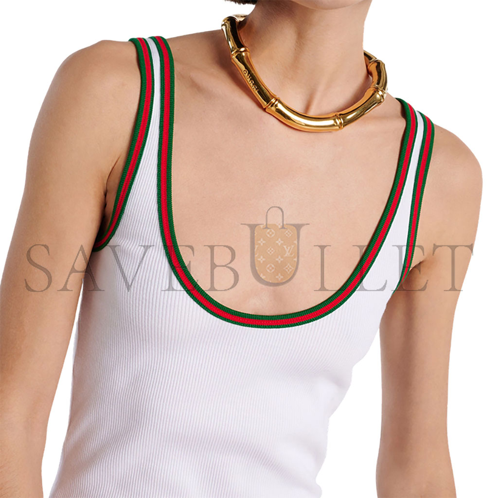 GUCCI RIBBED KNIT COTTON TANK VEST
